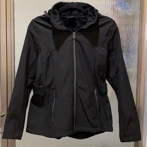 Black fur lined waterproof jacket